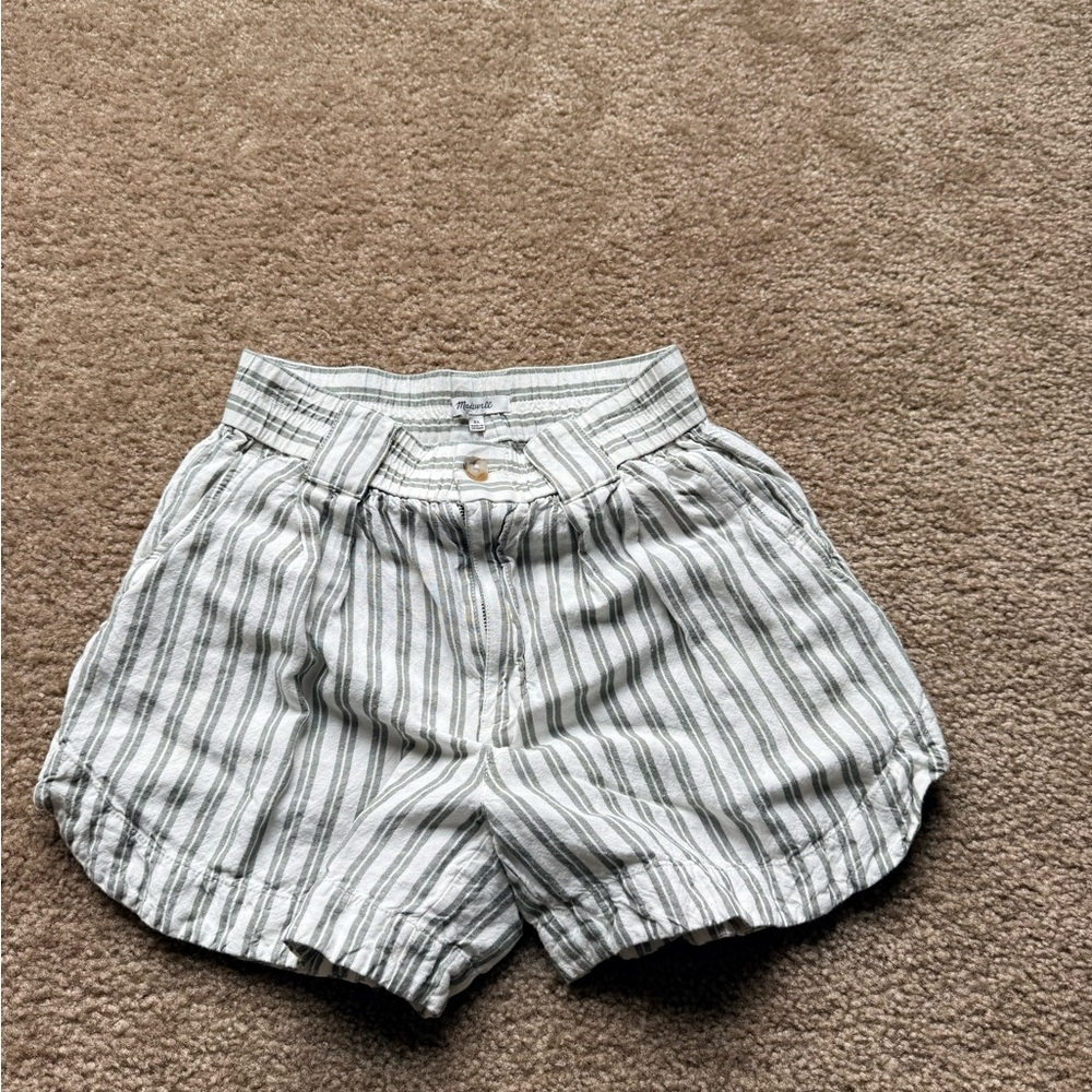 Madewell high rise striped linen blend Women's Shorts sz xs
